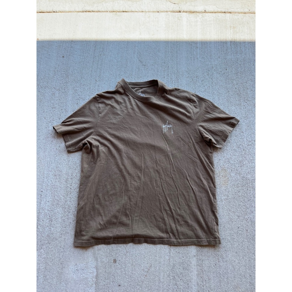 Guy Harvey Mens XL Brown Bass Fish Graphic Short Sleeve T-Shirt Crew Neck Tee